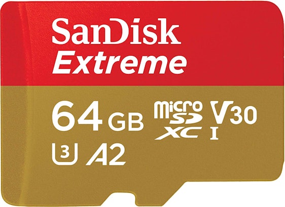 SanDisk Extreme 64GB microSDXC Class 10 Speicherkarte mit SD-Adapter, Gold/Rot für 14,99 EUR