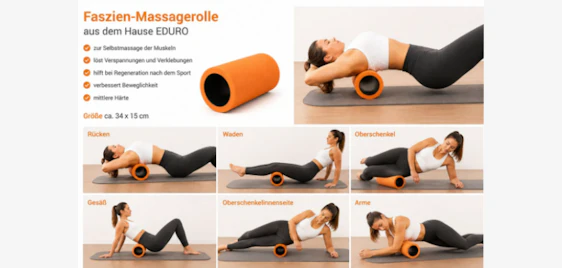 Muskeln entspannen! 🧘♂️ 2er Pack EDURO Faszien-Massagerollen (34x15cm) für nur 16,98€ 💥