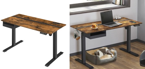 Vasagle Schreibtisch für 135€ - höhenverstellbar, 70 x 160 cm, in Vintagebraun-Schwarz