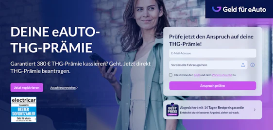 Jetzt 380€ Prämie! 🚘🤯 THG-Quote sichern: Prämie für 2026 bei Geld-fuer-eAuto.de
