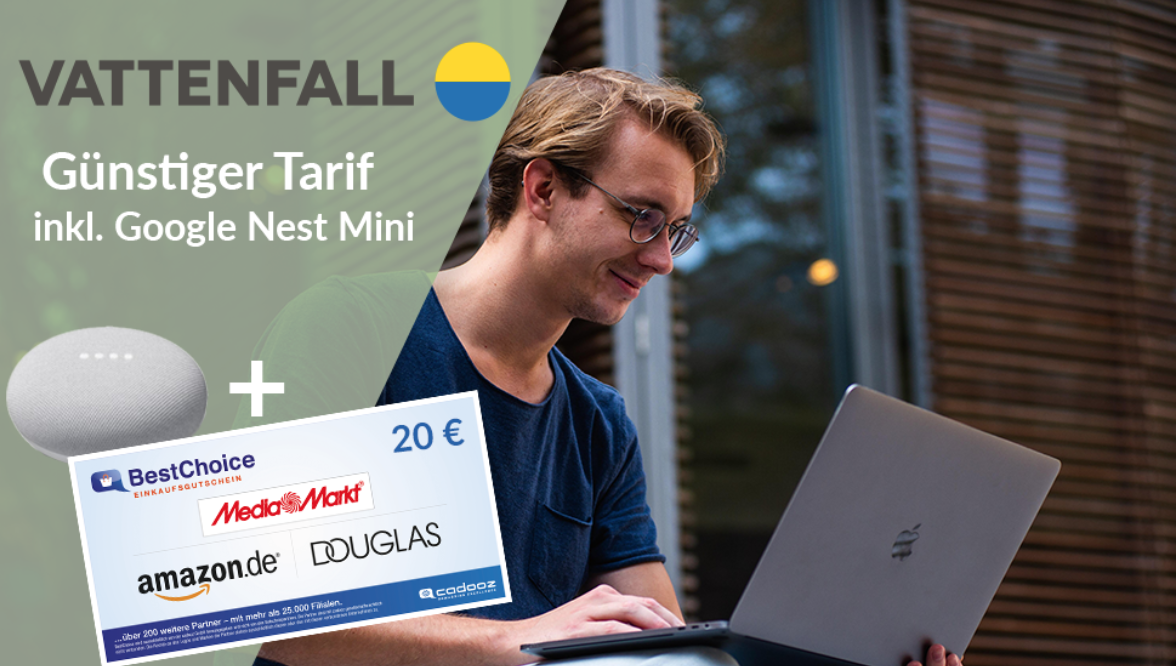 Top-Deal bei Vattenfall! Easy12Strom-Tarif mit 20€-Bestchoice-Gutschein + Google Nest Mini als Prämie