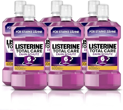 Listerine Total Care Zahn-Schutz Mundwasser für 18€ (Prime Sparabo) - 6-in-1, gegen Karies, für starke Zähne, 6x 600ml