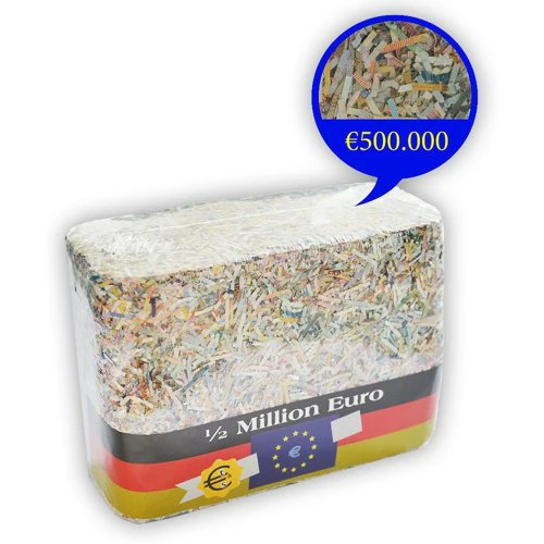 1 2 Million Euro Schreddergeld Als Barren 1/2 Millionen Euro Geldbarren / Brikett - mit Zertifikat