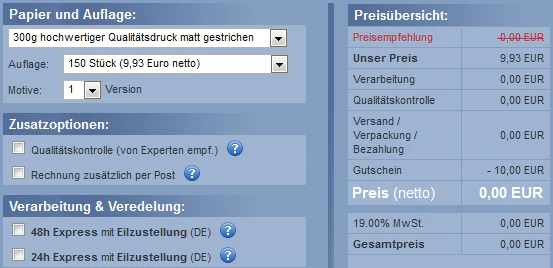 150 Visitenkarten oder 10 Outdoor-Aufkleber kostenlos durch 10€ Gutschein bei WirMachenDruck *UPDATE*
