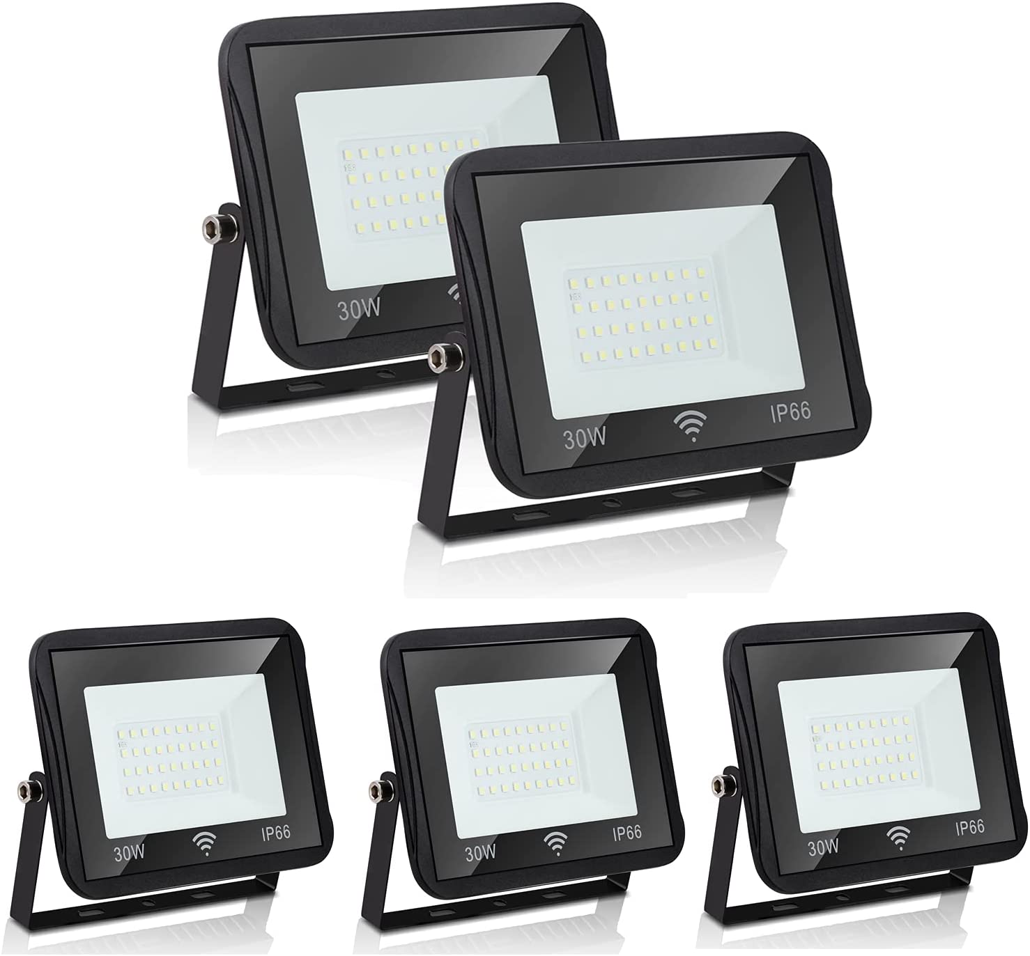 Hegnuth LED Strahler mit Bewegungsmelder 30W, IP66 Wasserfest, 2550LM 6000K KaltWeiß, 5 pack