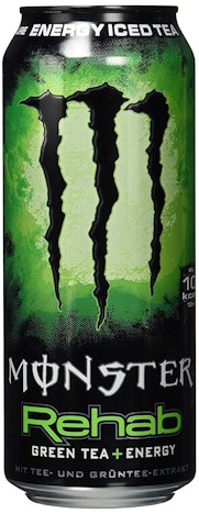 Monster Energy Rehab Green Tea mit Tee Extrakten & tropischen Säften , 24x 0,5L , kurzes MHD