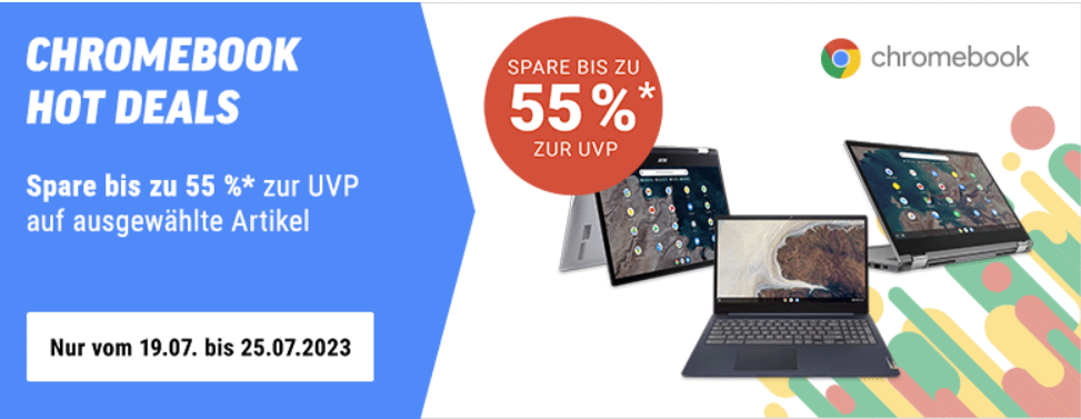 Nicht mehr lange ⏰ Chromebook Hot-Deals bei Notebooksbilliger - z.B. Acer Chromebook Spin 13 (CP513-1H) für 233€