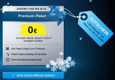 1 Monat Maxdome Premium-Paket kostenlos testen - jedoch mit Kündigung