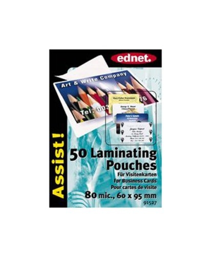ednet 50 Hochwertige Laminierfolien für Visitenkarten 80 mic. 60x95mm für 1,39 EUR