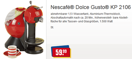 Dolce Gusto KP 2106 für 60€ - stylische Kapselmaschine