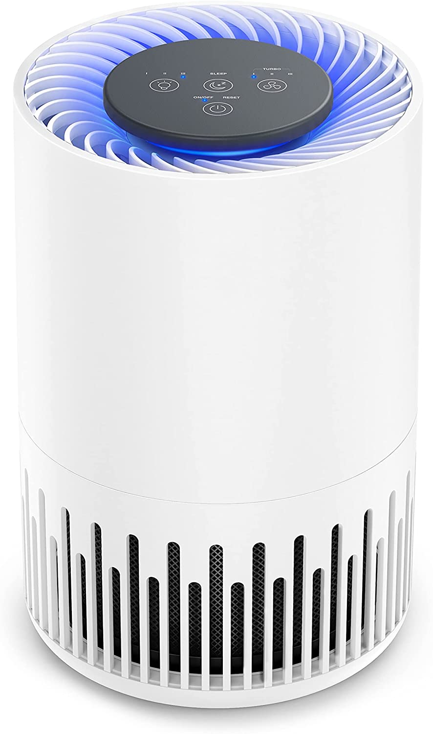 Amazon:  Luftreiniger Air Purifier mit 3-in-1 HEPA Filter 4 Lüfterstufen 99,97% Filterleistung Leiser Betrieb gegen Staub Pollen Tierhaare Weiß 