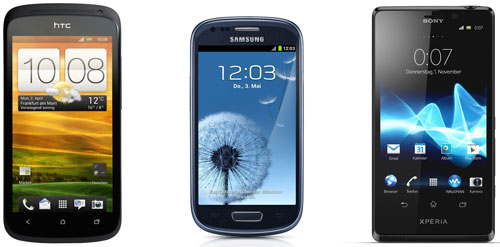 HTC One S für 299€, Samsung Galaxy S3 Mini für 259€ und Sony Xperia T für 399€