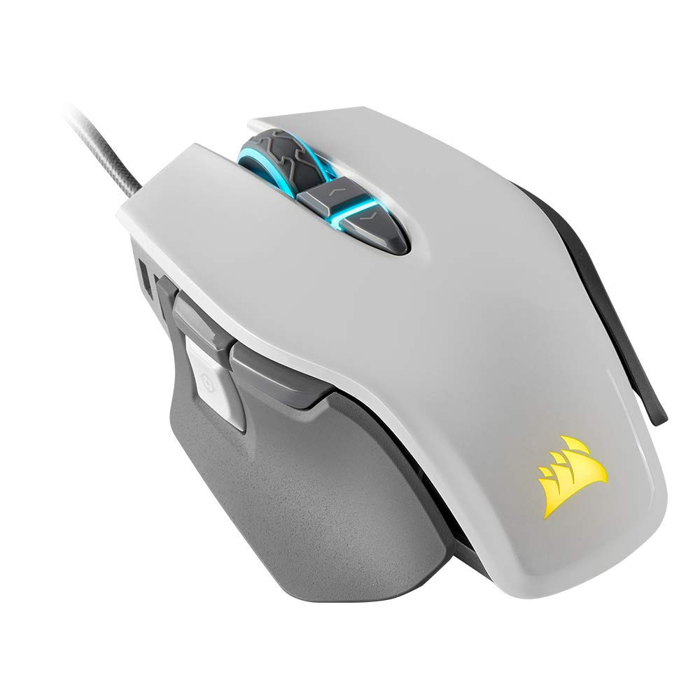 Corsair M65 RGB Elite FPS Gaming Maus (18.000 DPI optischer Sensor, RGB LED Hintergrundbeleuchtung, Anpassbares Gewichtssystem) weiß