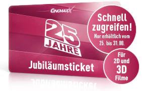 Knaller! 25 Tage lang ins Cinemaxx gehen (auch 3D Filme) und nur 25 EUR zahlen!