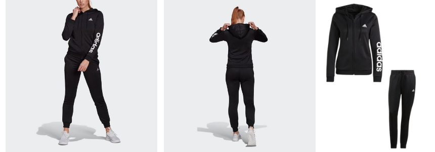 adidas French Terry Trainingsanzug für 49€ - in Schwarz-Weiß, Damen Größe XS-2XL 🏃‍♀️