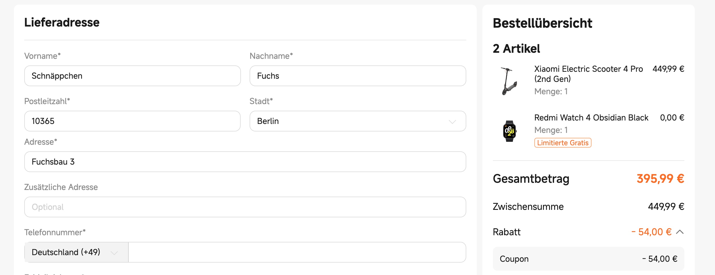 xiaomi-warenkorb-ansicht