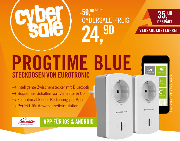 2er Set EUROtronic Progtime Blue Bluetooth Steckdosen für 24,90€