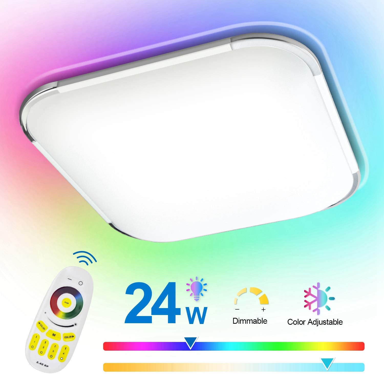 TolleTour 24W LED Deckenleuchte mit Fernbedienung, Lichtfarbe und Helligkeit einstellbar, 2700K-6500K, Wasserdicht