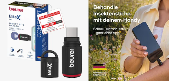🦟 Beurer BiteX Go Insektenstichheiler für 18€ 📲 mit Handy nutzbar (USB-C)