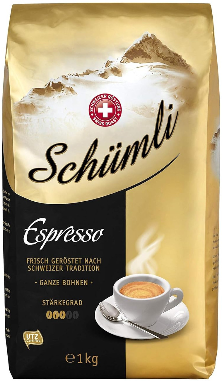 Schümli Espresso Ganze Kaffeebohnen 1kg  für 11€ – Stärkegrad 3/5 