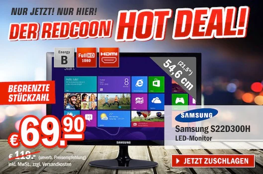 Samsung Monitor S22D300H LED TN schnaeppchenfuchs
