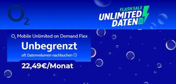 Monatlich kündbar ♾️ o2 Unlimited on Demand Flex für 23€ mtl.