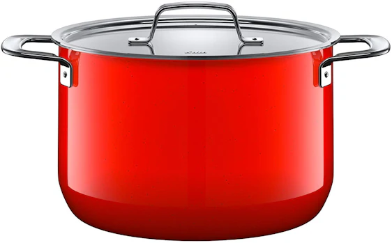 Silit Zeno Red Kochtopf hoch mit Metalldeckel, 24 cm, Fleischtopf 6,4l, Silargan Funktionskeramik, induktionsgeeignet, rot