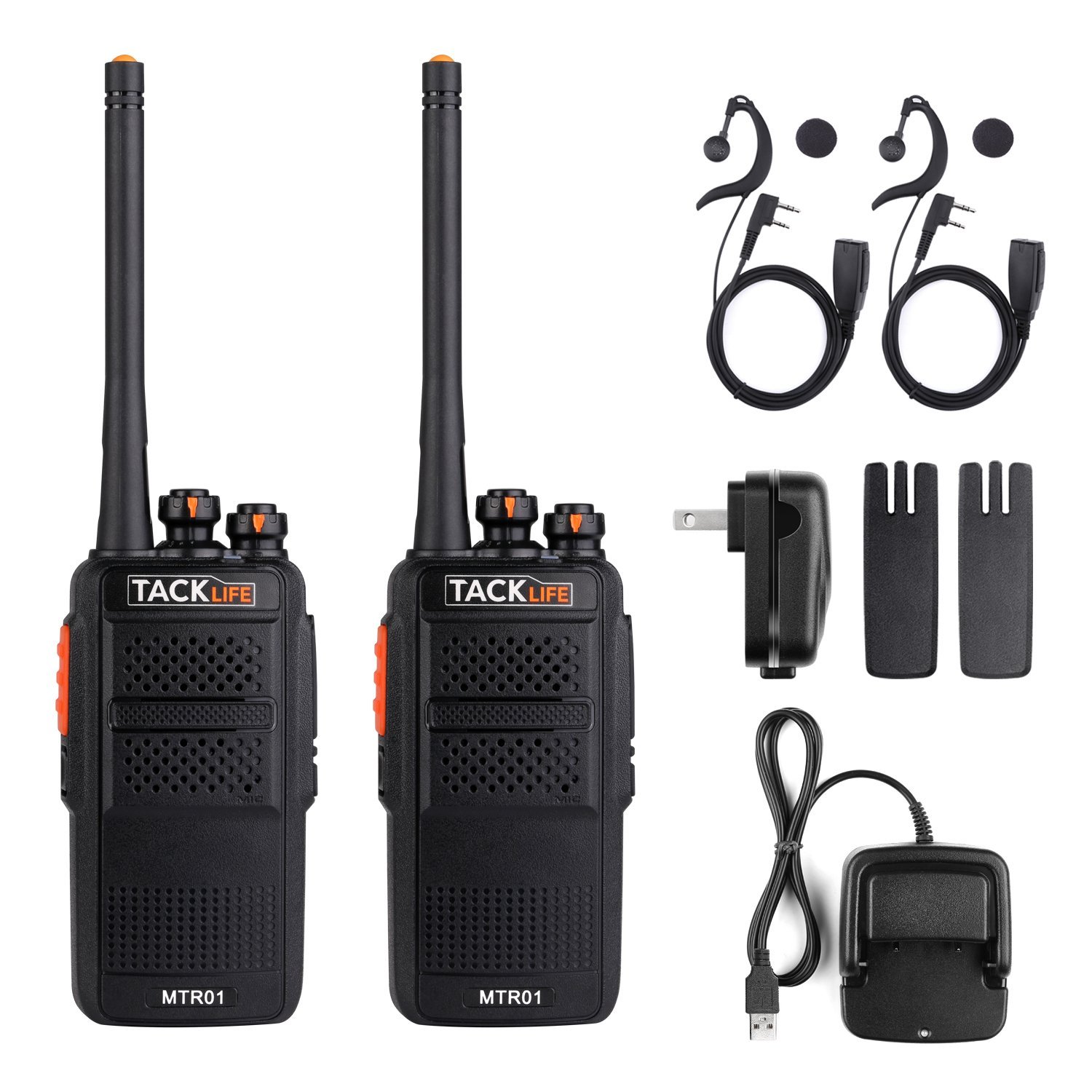 Walkie-Talkie, 2x Professionelle Funkgeräte mit 16 Kanälen, CTCSS/DCS Rauschsperre, Reichweite: 3-4 km für 27.99€​