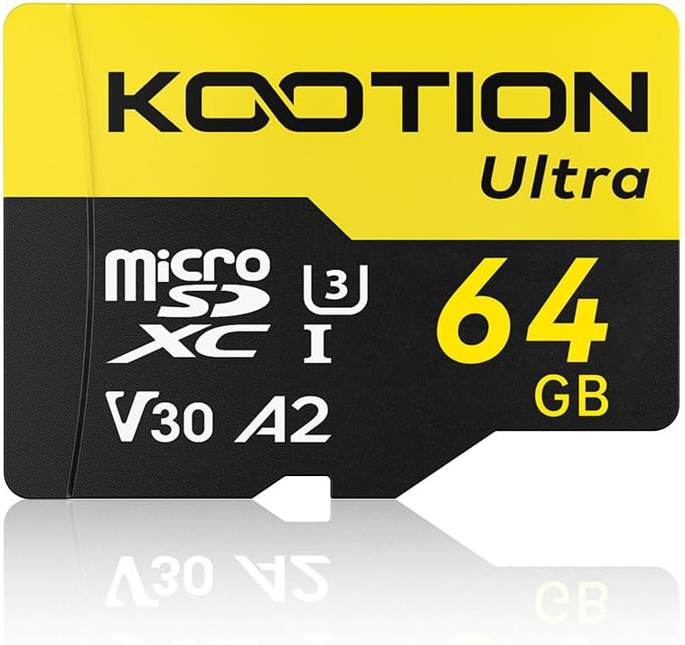 KOOTION Micro SD Karte 64 GB mit Adapter bis zu 160 MB/s A2 V30 U3 C10