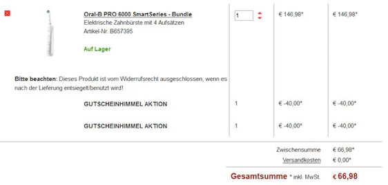 Gutscheinfehler? Oral-B PRO 6000 SmartSeries Bundle für 67€ – elektrische Zahnbürste mit Bluetooth