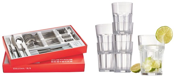 Justinus Besteckset 30-tlg. + 7 Trinkgläser für 14€