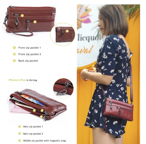 Hengying kompakte Leder Crossbody Tasche/ Wristlet Jetzt nur €7,49