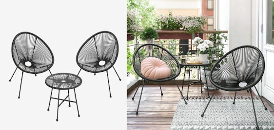 Songmics 3er-Set Balkonmöbel für 69€ - inkl. Tisch, PE-Polyrattan, werkzeugfreie Montage