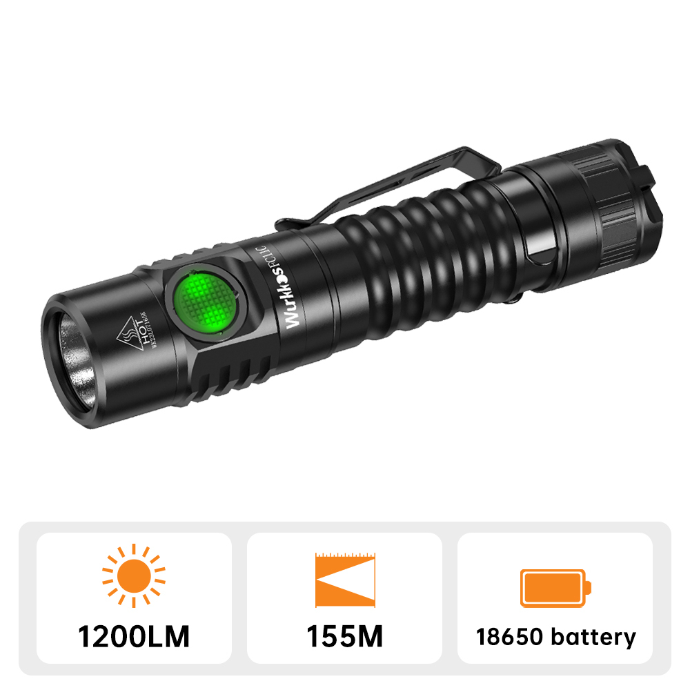 Wurkkos FC11C Nichia 519A Buck Circuit Flashlight, Max output 1200Lumens 18650 LED with Magnetic Tail USB C Rechargeable Torch