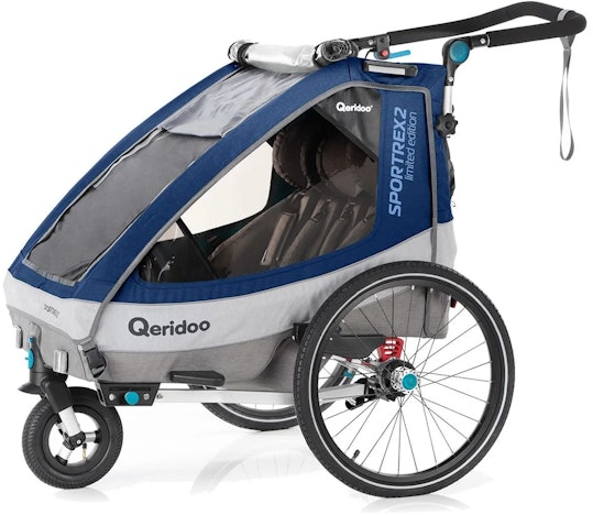 Qeridoo Sportrex 2 Limited Edition (2020) für 349€ – Kinderfahrradanhänger für 2 Kinder, als Kinderwagen/Baby-Jogger geeignet