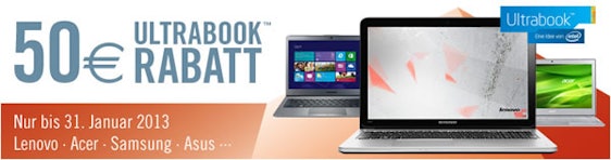 50€ Rabatt auf ausgewählte Ultrabooks bei Cyberport - z.B. Lenovo Ideapad U510 für 499€
