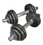 Kurzhantelset 15kg mit Gusseisenhantelscheiben für 19€