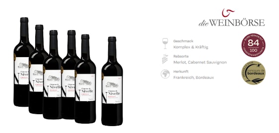 Chateau de Nivelle Bordeaux für 7€ - französischer Rotwein, goldprämiert, AOC-Klassifikation