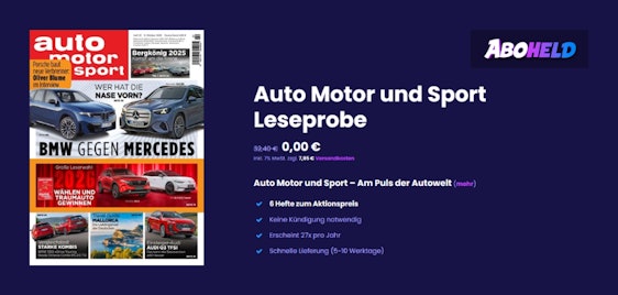 Gratis & ohne Risiko: Auto Motor und Sport testen – nur 7,95€ Versand zahlen