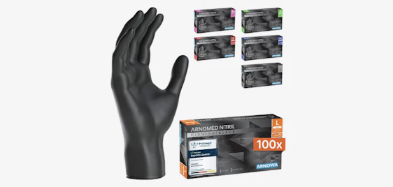Reißfest & Latexfrei! 🧤 100x ARNOMED Nitrilhandschuhe Schwarz (Gr. L) für 8€