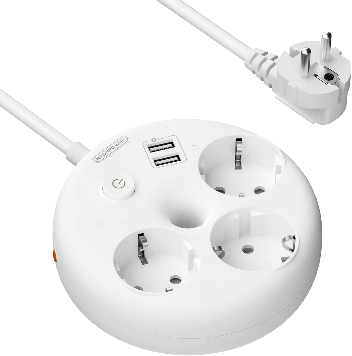 NTONPOWER 3 Fach Steckdosenleiste Überspannschutz mit USB