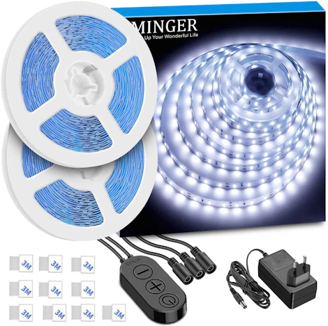 LED Streifen Kaltweiss 10m, Dimmbar LED Streifen Kit mit 12V Netzteil