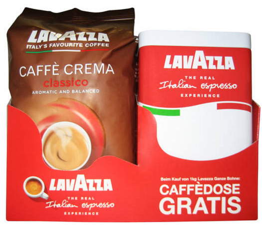 Lavazza Caffe Crema Classico Bohnen (1 kg) + gratis Vorratsdose für 13€