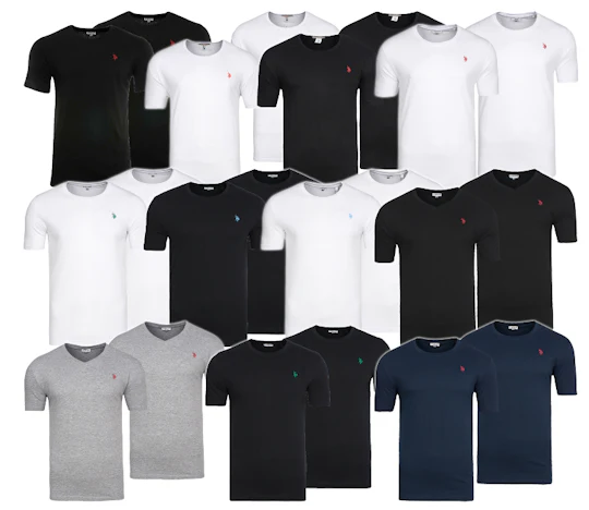 2er-Pack U.S. Polo Assn. Herren-T-Shirts für 10€ - Rundhals & V-Neck, verschiedene Farben