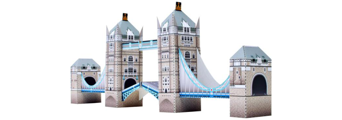 79 Papiermodelle berühmter Architektur kostenlos - z. B. Tower Bridge, Eiffelturm, etc.