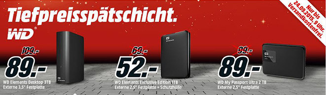 Media Markt "WD"-Tiefpreisspätschicht in der Übersicht - z.B. WD My Cloud Mirror 12 TB (12 TB, 3.5 Zoll, ) für 488€