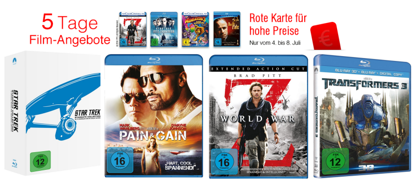 5 Tage 5 Film-Angebote bei Amazon - z.B. Star Trek Stardate Collection, Pain &amp; Gain, World War Z *UPDATE2*