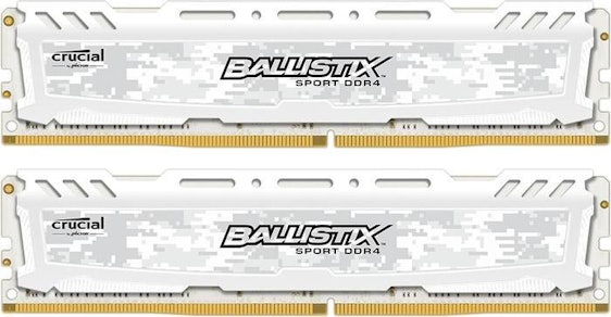 8GB Kit (2x4GB) Ballistix Sport LT DDR4-2400 CL16 DIMM 288pin Intel XMP 2.0 Weiß für 63,98 EUR inkl. Versand