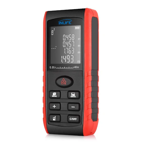 Laser Entfernungsmesser InLife 40m mit 2 Ebenen-Blister Distanzmessgerät mit Messgenauigkeit 2 mm, großes LCD-Display mit Hintergrundbeleuchtung