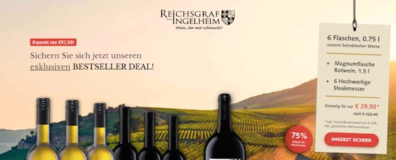 Reichsgraf von Ingelheim – 6 Flaschen Wein + 6 Steakmesser für 35€ inkl. Lieferung